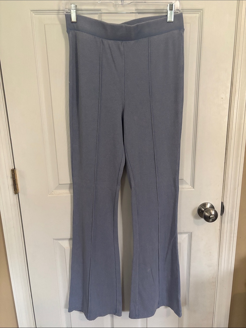 Hippie Rose Dusty Blue High-Rise Flare Ponte Pants